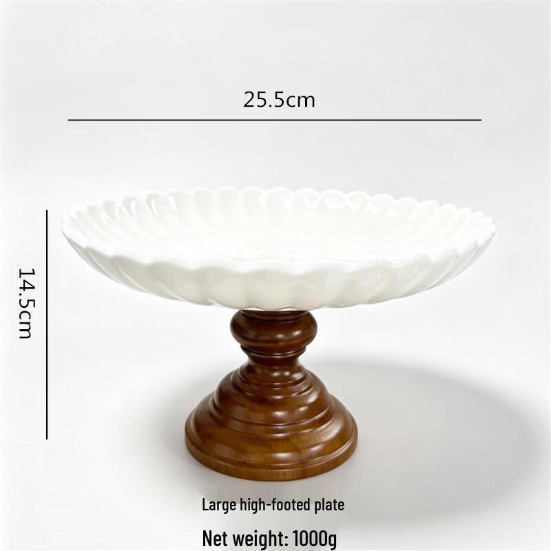 10-inch High-Footed Wooden Cake Stand with Glass Dome