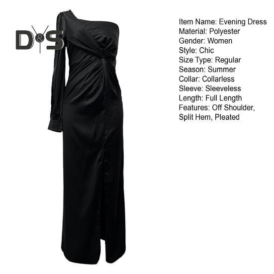 Dámské večerní šaty Rozdělený lem bez rukávů na jedno rameno Jednobarevný Úzký pas Skládaný Jednobarevný Ples s vypnutým ramenem Společenské koktejlové maxi šaty Plesové šaty