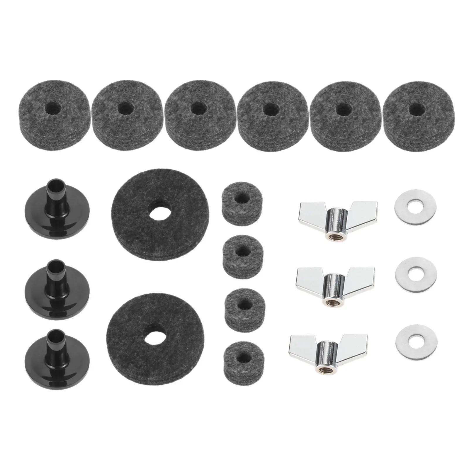 Cymbal Felts Hi-Hat Clutch Felt Hi Hat Cup Felt Cymbal Stand Sleeves with Base Wing Nuts and Cymbal Washer for Drum Set of 21Pcs серый