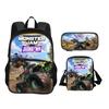 Monster Jam Round Front Bag Backpack Pen Bag Shoulder Bag 3Pcs Set Cartoon Print Student's Best Campus Companion Birthday Gift