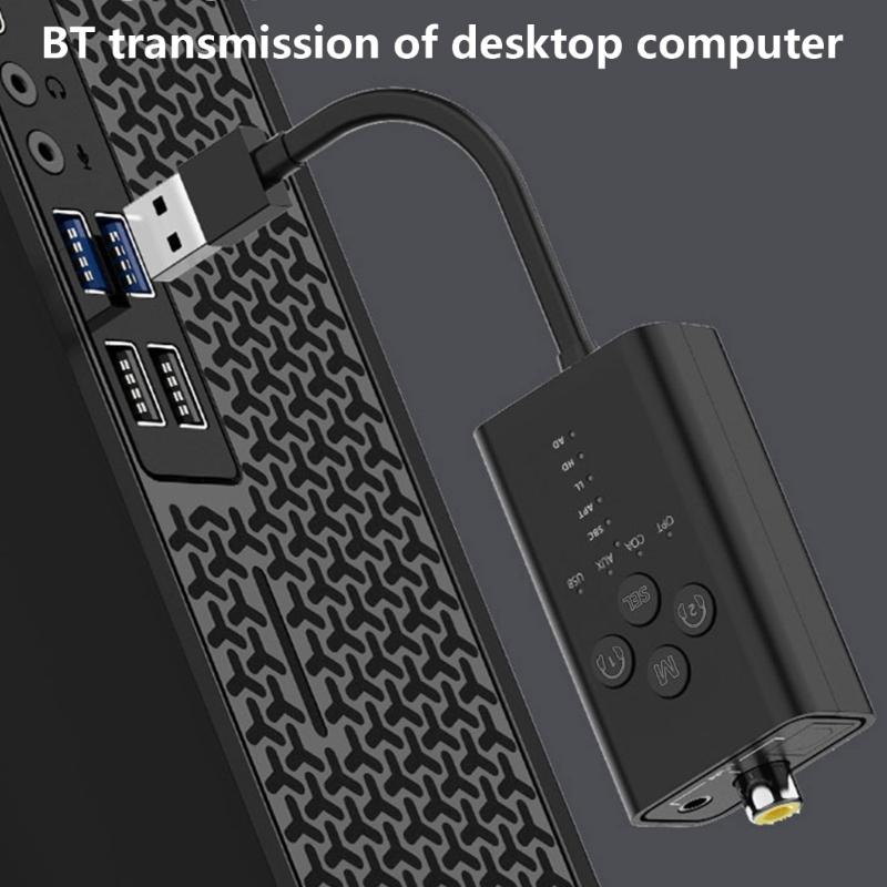 Portable -compatible5.2  Transmitter aptX LL - Adaptive USB 3.5 AUX- Optical Fiber Coaxial Music Adapter