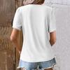Summer Ladies Round Neck Pleated Irregular Cuffs Casual Tops Short Sleeve