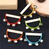 Wooden Half round Children's Tambourine with Clapper Handle - Educational Musical Fun Toy Orff Instruments Hand Ringing Bell