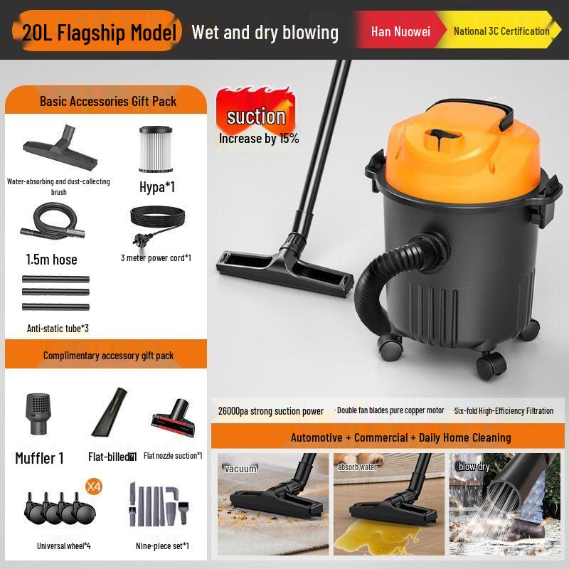Compact Handheld Vacuum Cleaner with Strong Suction for Wet and Dry Use, Ideal for Initial Cleaning on Carpets