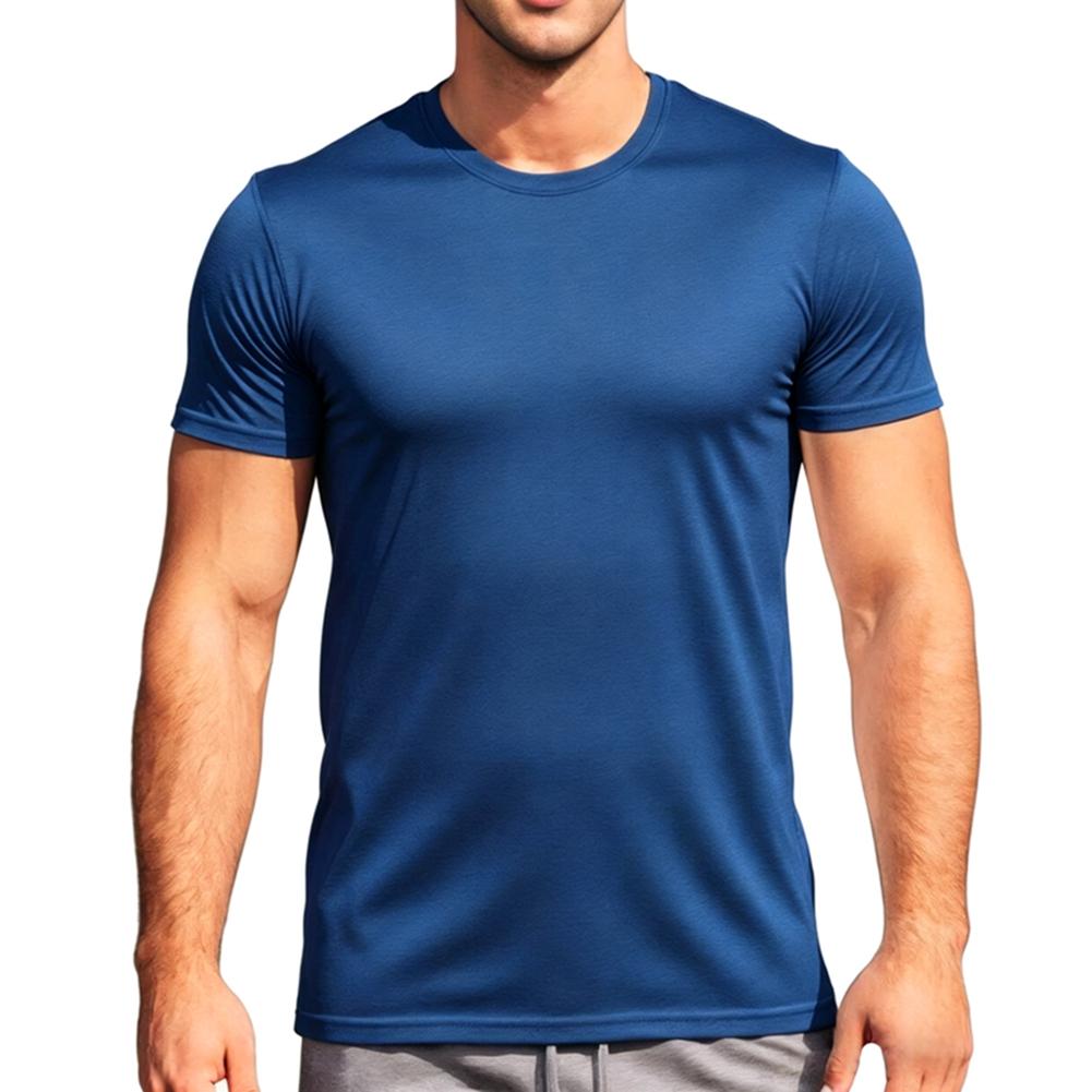 

Men s Solid-Color Crew-Neck Short-Sleeve Fitness T-Shirt XL