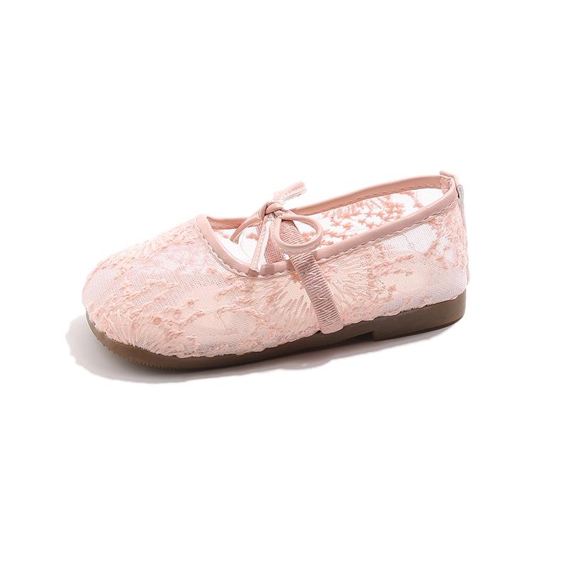 

Детские балетки для девочки, кружевные туфли принцессы, детская студенческая обувь на мягкой подошве для детских вечеринок, выступлений 26 розовый