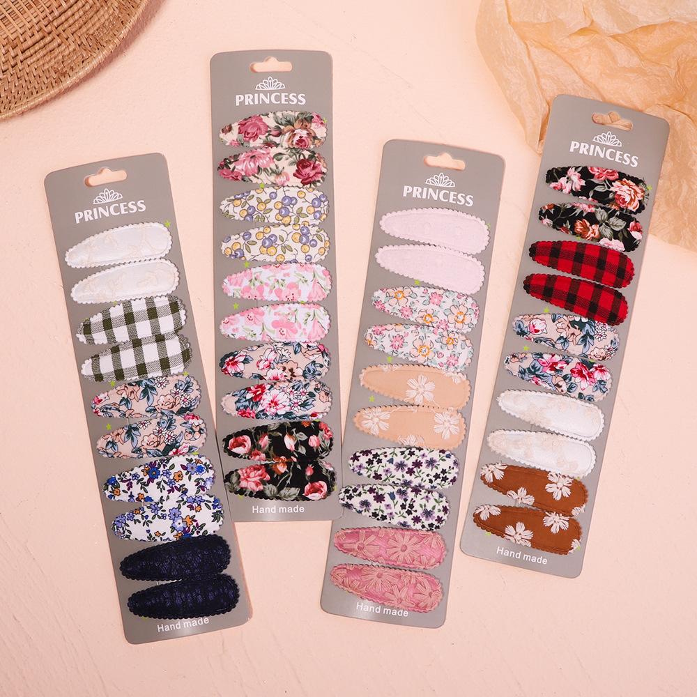Variety Printing Bb Clip Set Small Fresh Embroidery Edge Clip Macaron Fabric Hair Accessories 2760