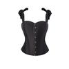 Solid Color Satin Adjustable Double Straps Bandeau Boned Corset Women Shapewear Top