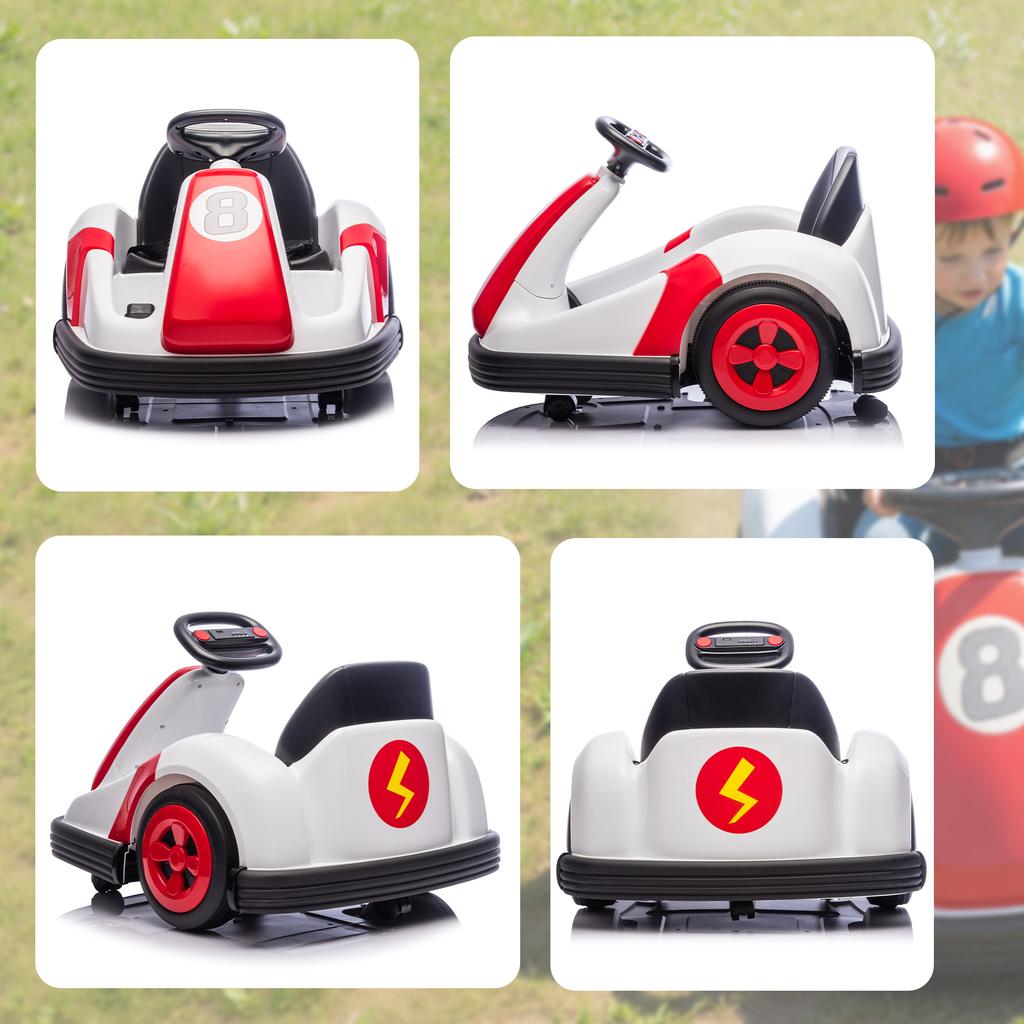 Kinder-Stoßauto 6V, 360° Drehung, elektrisches Kinder-Stoßauto mit Doppelmotor, Musik und Hupe