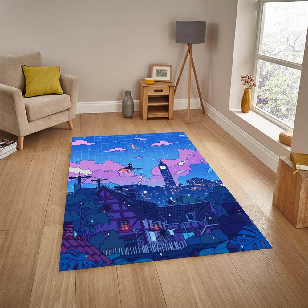 Japońskie Anime Scena Nocna Dywany Mata Podłogowa do Zabawy dla Dzieci Super Nadruk Dywany Nowoczesny Wystrój Salonu Domowego Zmywalny Dywan Podłogowy