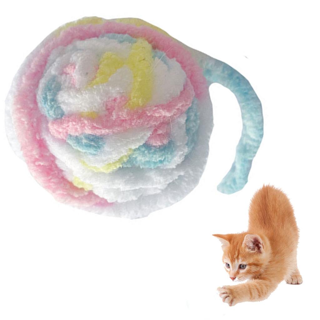 Cat Yarn Ball Toy Fun Interactive Bite Resistance Woolen Yarn Cat Ball Toy with Bell for Cats