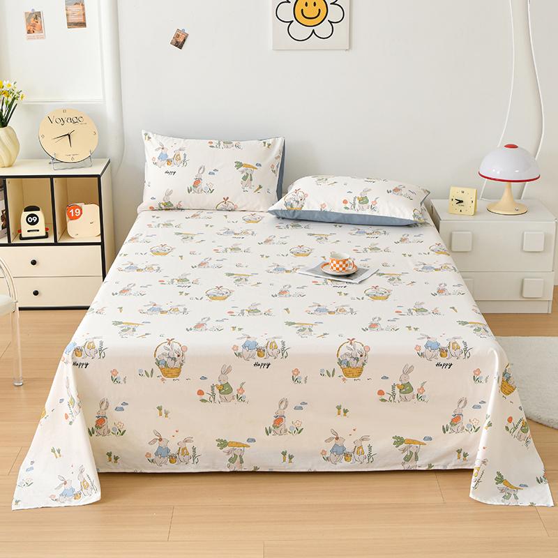 1pc 100% Cotton Flat Bedsheet Cartoon Style Bed Linen Print Bedsheet Skin-friendly Flat Sheets Drap De Lit (No Pillowcase)