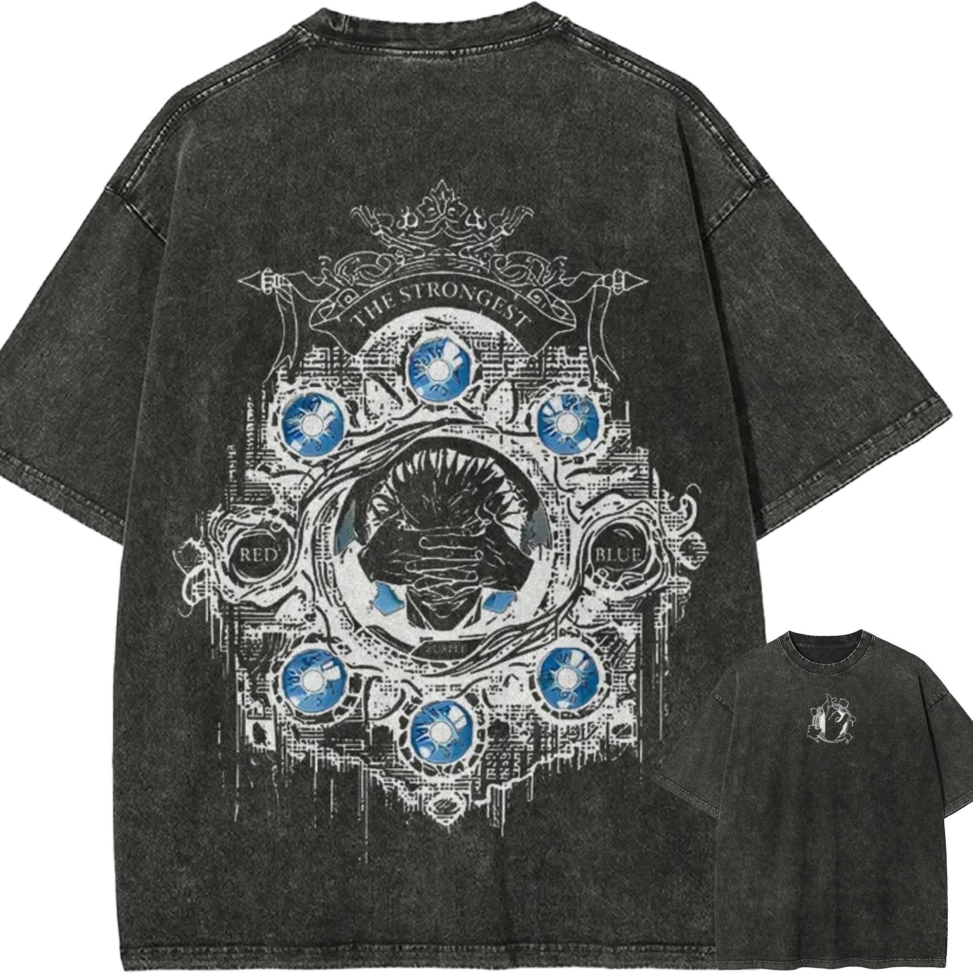 

Gojo Satoru Hollow Purple Tshirt Jujutsu Kaisen Six Eyes Tee Vintage Washed Oversized Retro Anime Harajuku Men Streetwear Top M
