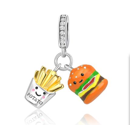 925 Silver Food Series Charms Beads Coffee Cup Bread Cake Ice Cream Pendant Fit Bracelet Necklace Women DIY Fine Gifts
