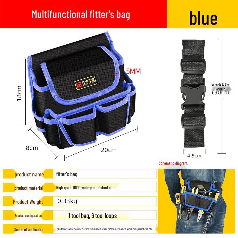 Portable Electrician Tool Belt: Sturdy, Multifunctional Waist Pouch for Construction Site Storage