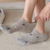 Summer Lightweight Mesh Boat Socks for Women with Floral Patterns, Shallow Cut, Invisible Design, Anti-slip, Non-slippery, Breathable Short Socks