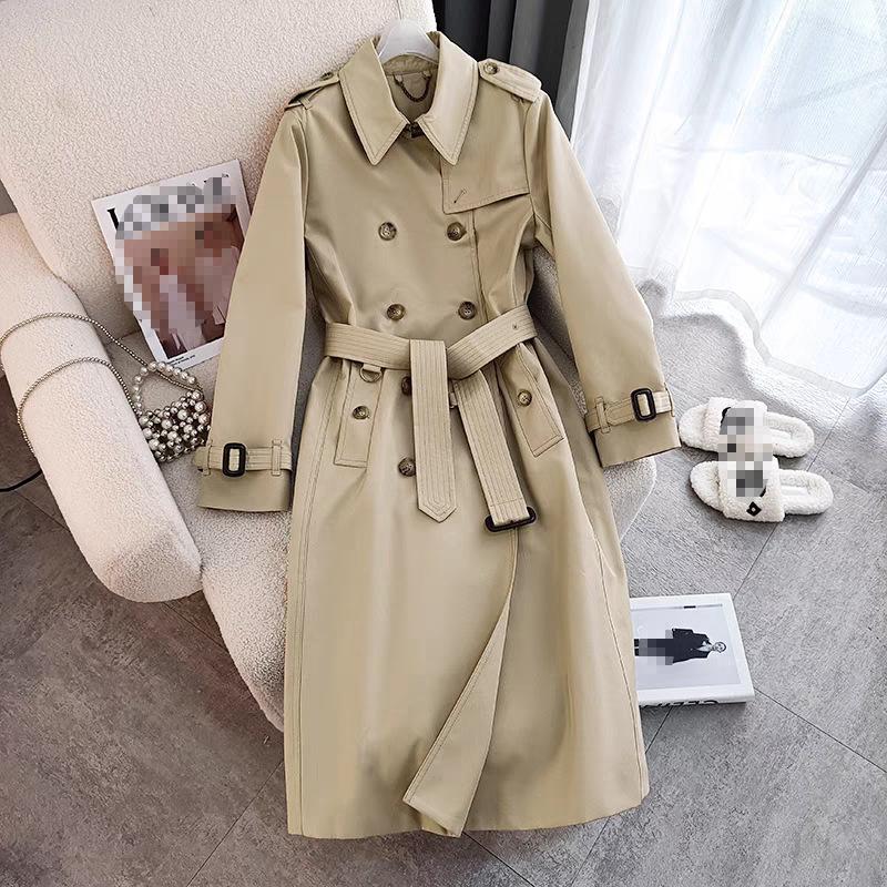 Long trench coat women's autumn clothing high-end feeling over the knee fashion waist temperament double-breasted jacket