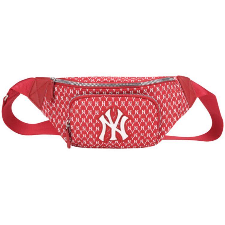 MLB Monogram Series Ny Yankees Classic Casual Vintage Floral Nylon Shoulder Crossbody Waist Bag Unisex bags Red 32BGC9911-50R One Size