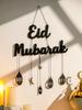 Eid Mubarak Wandhänger Dekor Schwarz Islamische Laterne Mond Stern Ornament für Muslimisches Fest Heimparty Ramadan Kareem Dekoration