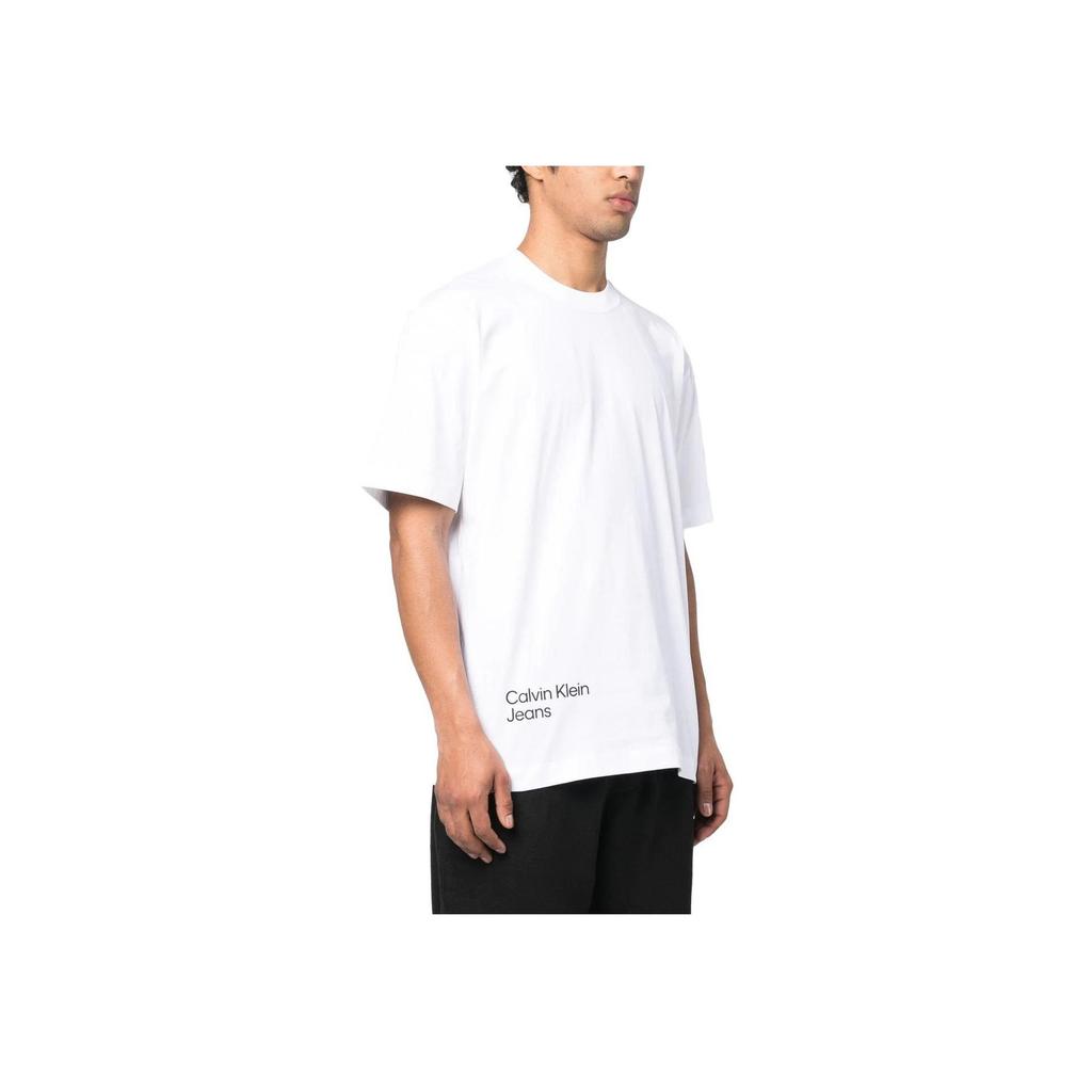 Calvin Klein Logo Print Detail Crew Neck Short Sleeve T-Shirt Men Tops White J30J322881-YAF