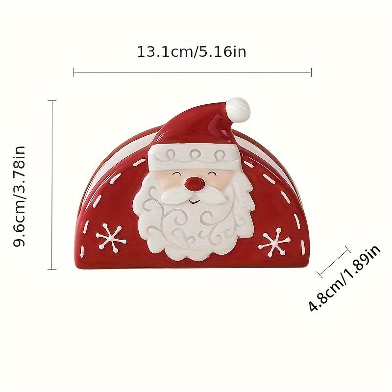 Christmas Santa Claus Ceramic Napkin Holder  Decorative Tabletop Paper Tissue Stand, Embossed Cartoon Holiday Design