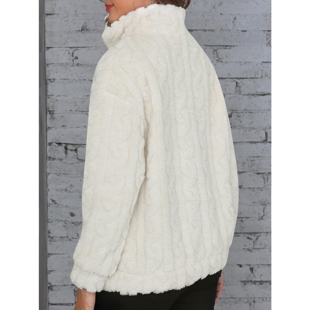 HNXC Autumn and Winter Thickened Plush Linen Patterned Embossed Pullover Sweater