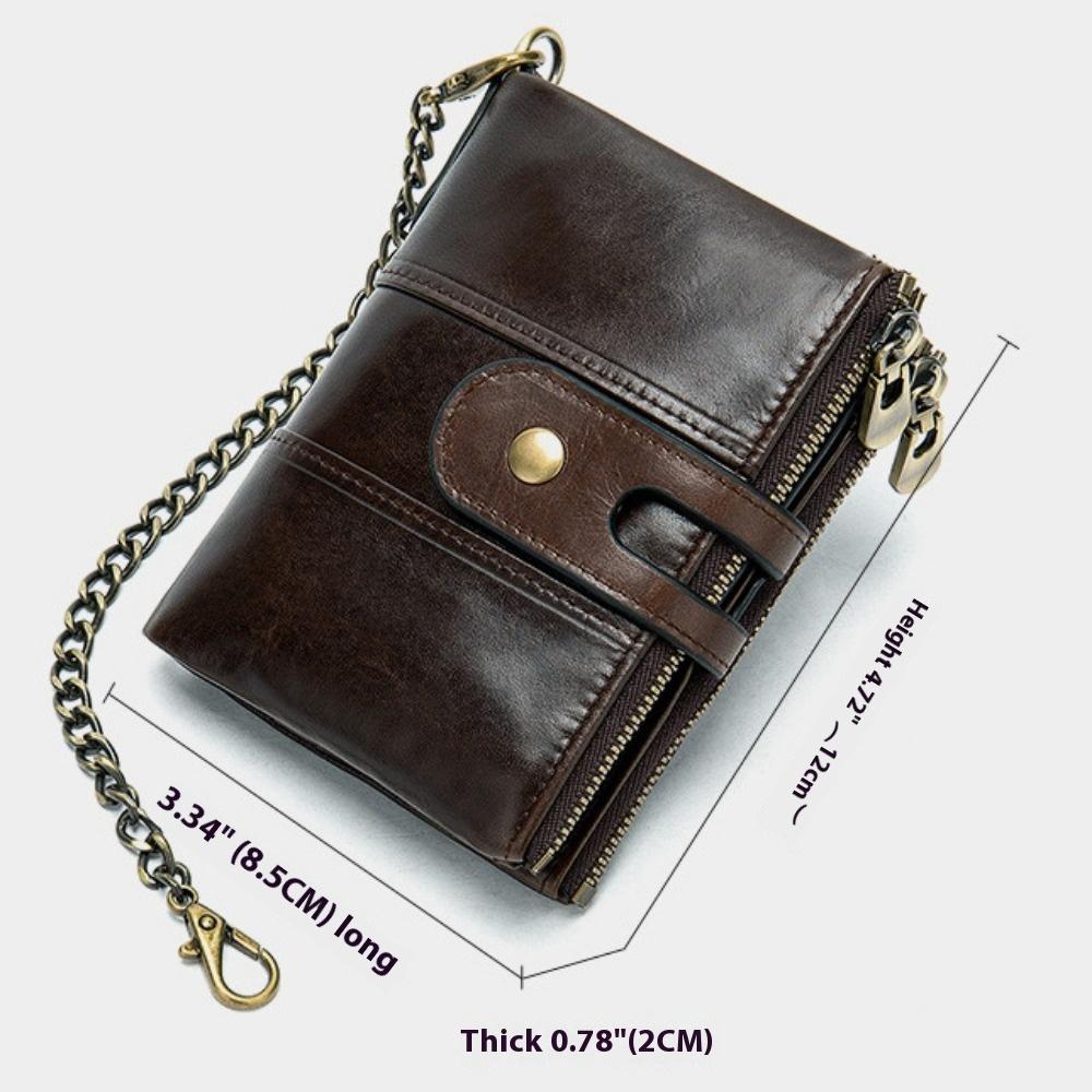 Retro Leather Men's Wallet Short Anti-theft and Anti-magnetic Cowhide Wallet Denim Credit Card Bag