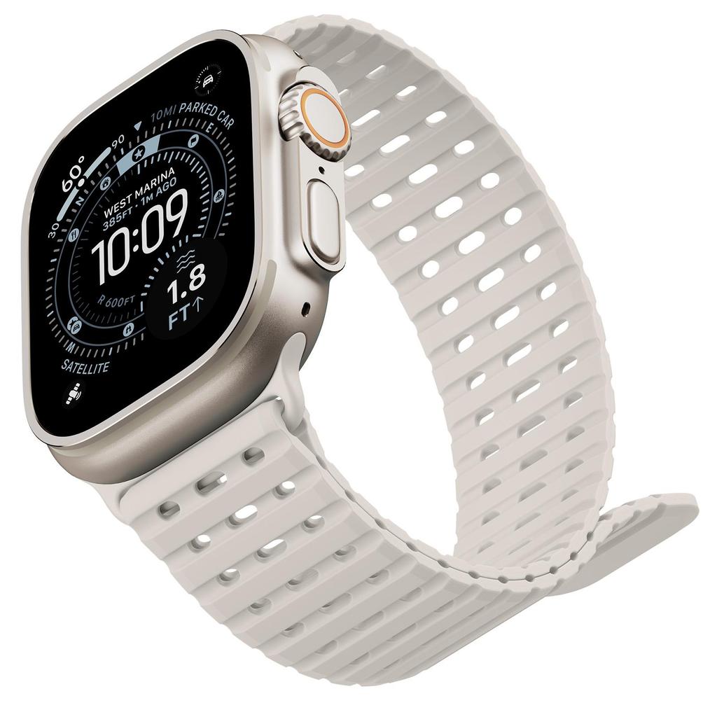 Magnetic Silicone Sport Band for Apple Watch Ultra 49mm 44/45/46mm Fish Scale Breathable Waterproof Replacement Strap Men Women