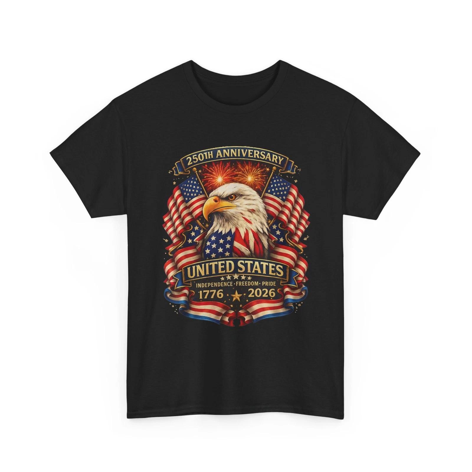 250th Anniversary Shirt, 1776 2026 Patriotic Eagle USA Independence T-Shirt S