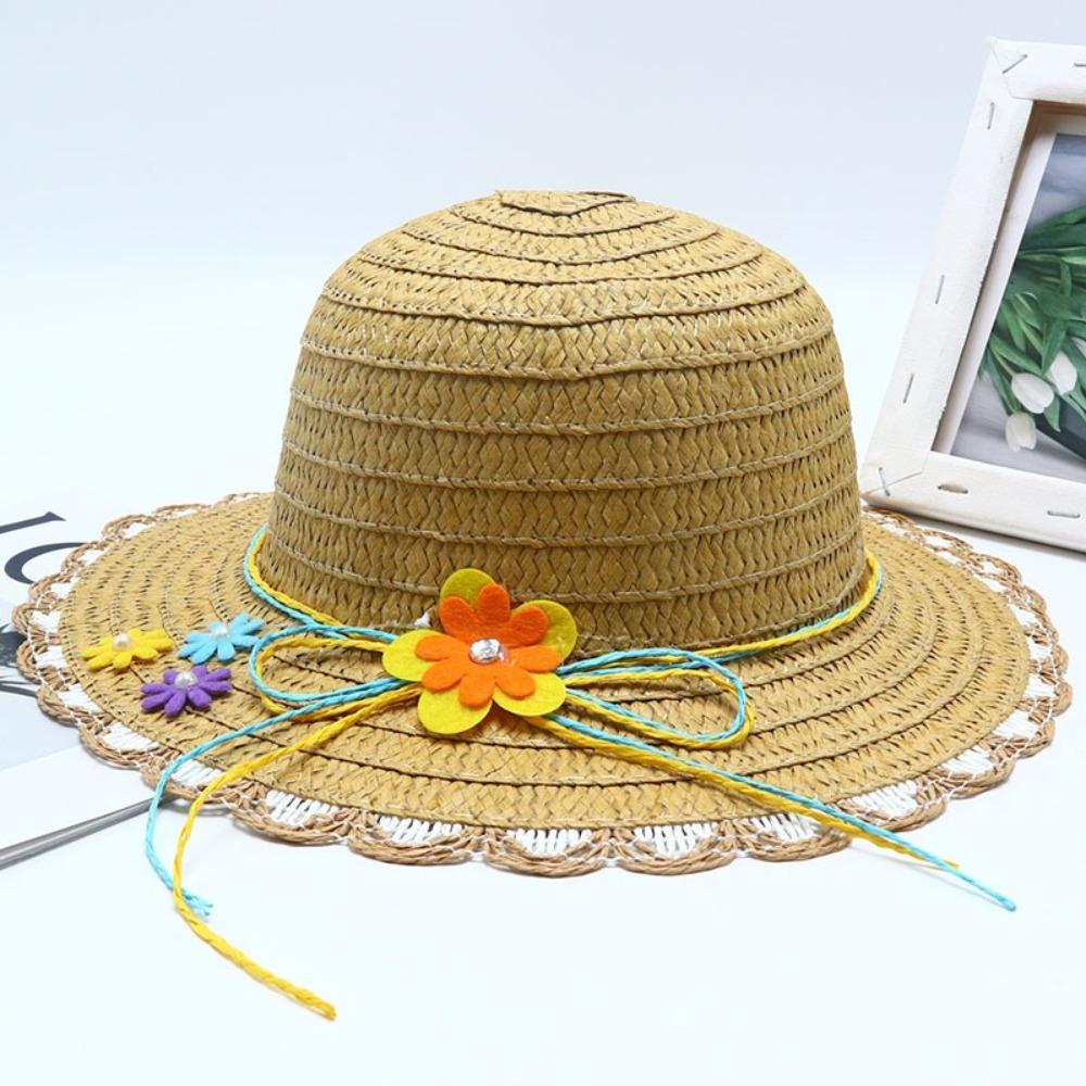Handmade Straw Hat Wide Brim Beach Hat Sweet Sun Hat  Beach кофейный