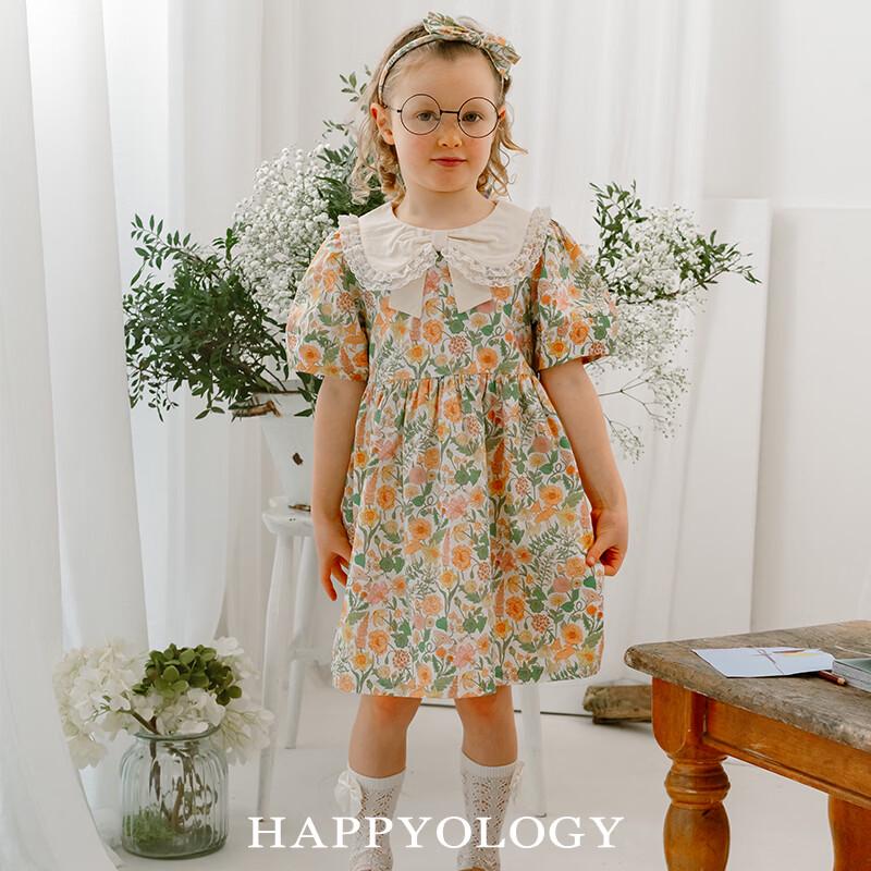 Happyology Girls Floral Bow-Collar Princess Dress 98 (98cm)