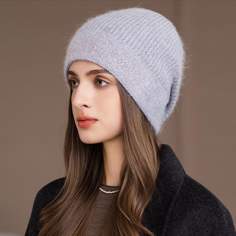 Thick Rabbit Fur Pullover Hat Women's Ear Protection Knitted Hat