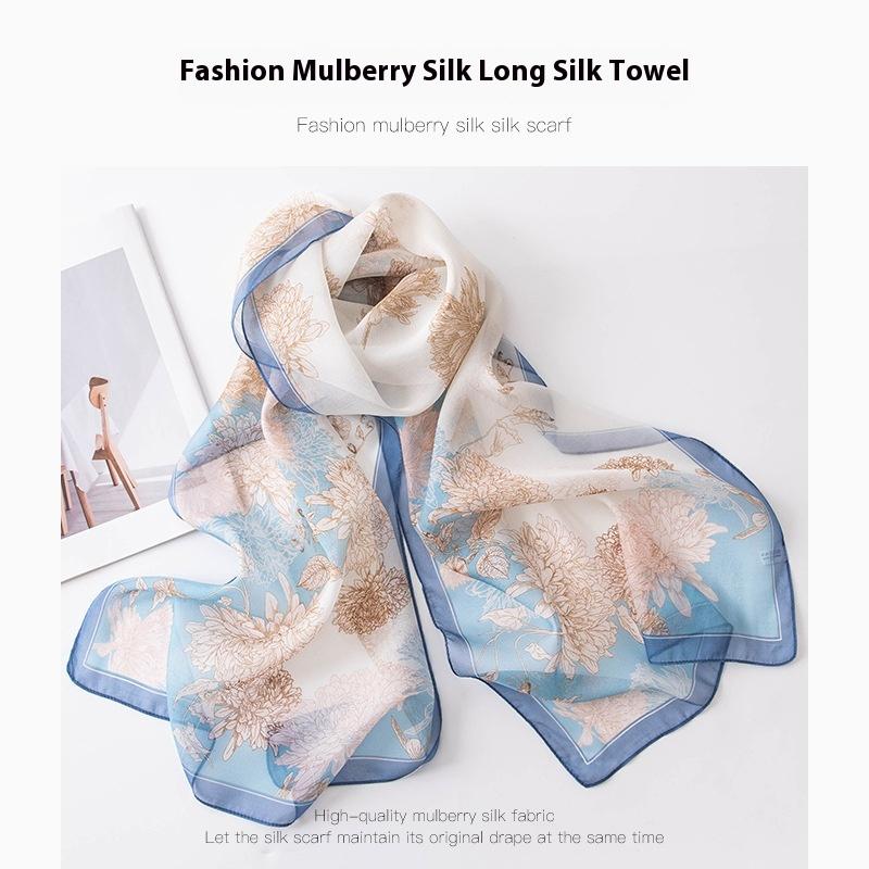 spring and summer fashion high-end mulberry silk summer sun protection shawl thin neck protection foreign style scarf