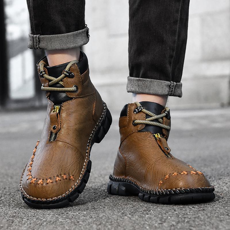 Fashion Handmade men's casual high top shoes High quality minimalist style Leisure Business Outdoor comfortable shoes autumnd winter