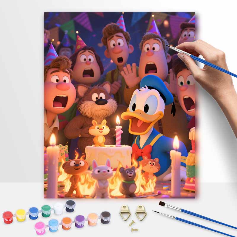 Disney digital oil painting art painting Donald Duck birthday party handmade diy home decorations