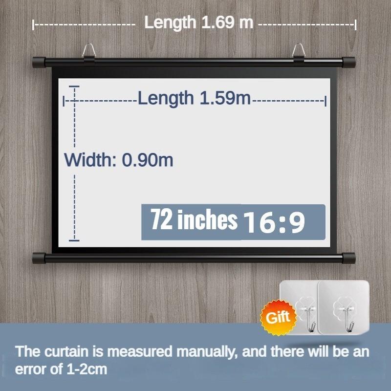 60/72/84 Inches Curtain HD Mobile Portable Tripod Screen Projection Screen Entertainment Projector
