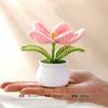 Knitting Tulip Flowers with Potted Cute Crochet Flower Fake Plant Party Gift Home Decor Tulip Woven Flower