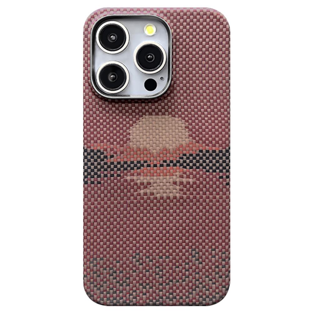For iPhone 15 Pro Max Magnetic Case Large Camera Cutout Aramid Fiber Phone Cover with Metal Lens Frame