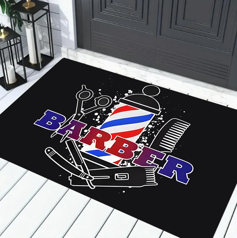 Felpudo de Bienvenida para Barbería Cartel de Barbería Felpudo Gráfico Impreso Felpudos para Baño Cocina Entrada Alfombra Decoración del Hogar