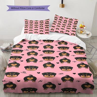 Cartoon Pet Puppy Pattern Bedding,Quilt Set Quilt Cover Pillowcase Home Birthday Gift (1 * Duvet Cover + 2 * Pillowcase, Without Core)