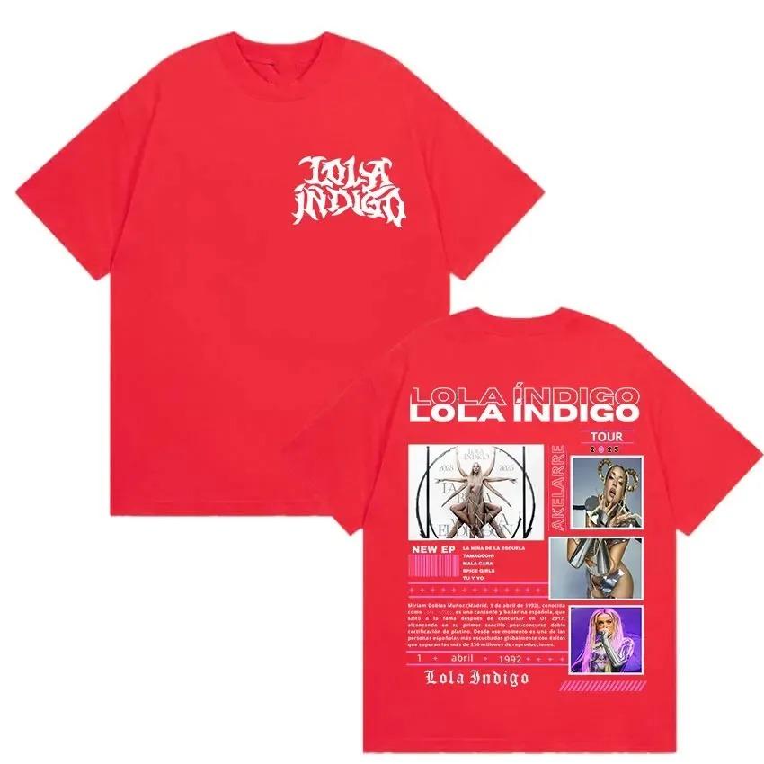 Lola Indigo Tour DoubleSided Oversized TShirt Unisex Women Round Neck Short Sleeve Stylish Versatile and Hotselling