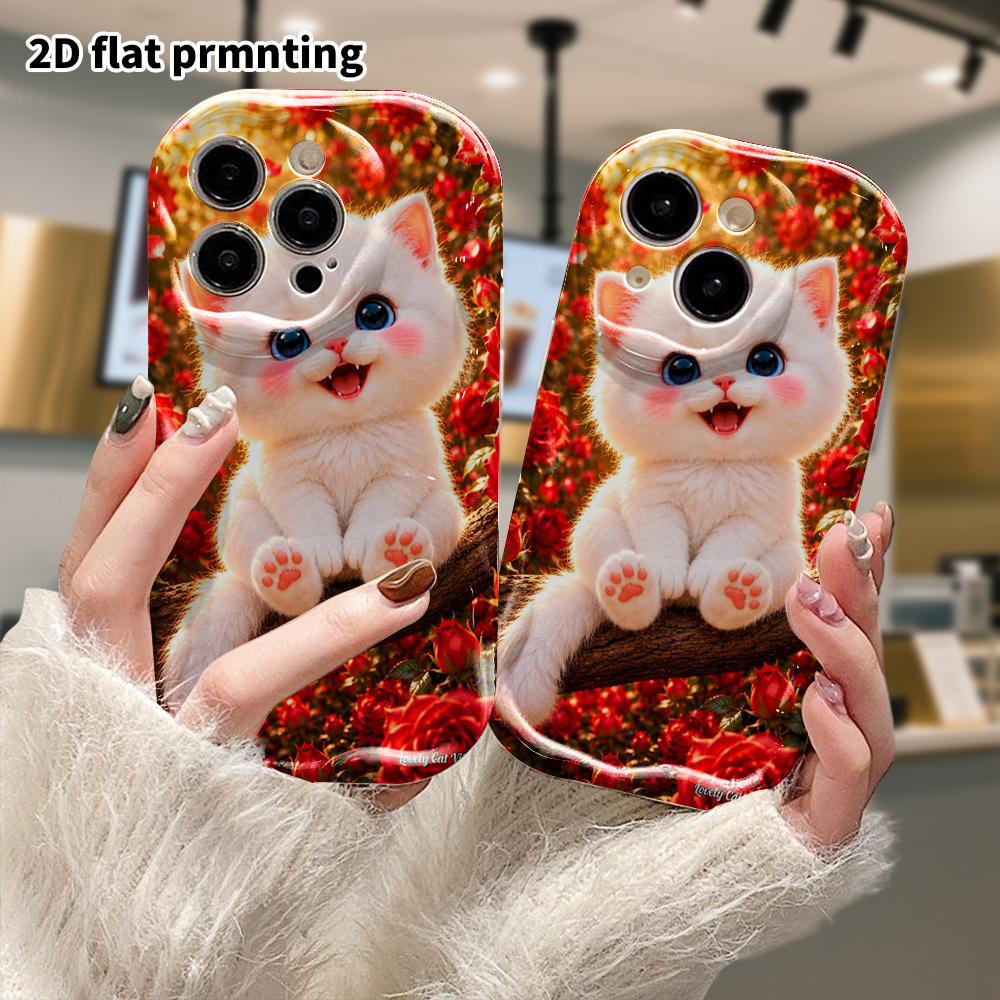 Phone Case: 2D flat design suitable for iPhone 18 17 16 15 14 13 Pro protective case, Red Rose Garden, perfect Christmas and Halloween holiday gift
