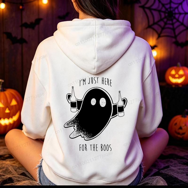 I'm Just Here for The Boos Men's Hoodies Halloween Party Men's Women Hoodies Halloween Drinking Funny Ghost Beer Sweatshirt Gift