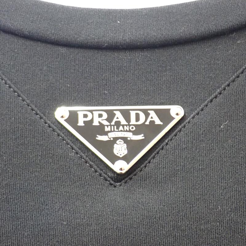 Prada UJN861 L Short Sleeve T-shirt Black Cotton Mens