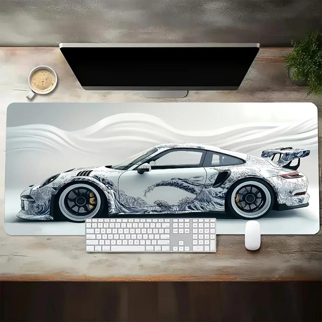 Large White Sports Car Design Mouse Pad Gaming Anti-Slip Rubber Base Desk Mat Gamer Office Laptop Computer Accessories Carpet