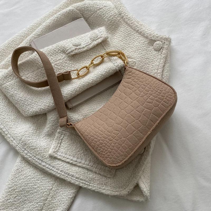 

Розкішна жіноча сумочка Yogodlns Felt Design під пахвами Випущена модна жіноча сумочка під півмісяцем, маленька квадратна сумка 20x6x14cm хакі