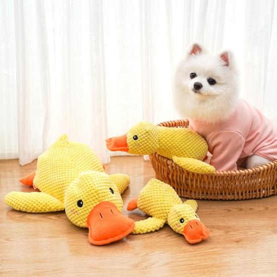 Uklidňující kachna Hračka pro psa Quack-Quack Kachna Plyšová hračka pískací kachna Interaktivní Žvýkací hračka Žvýkací štěně Žlutá kachna