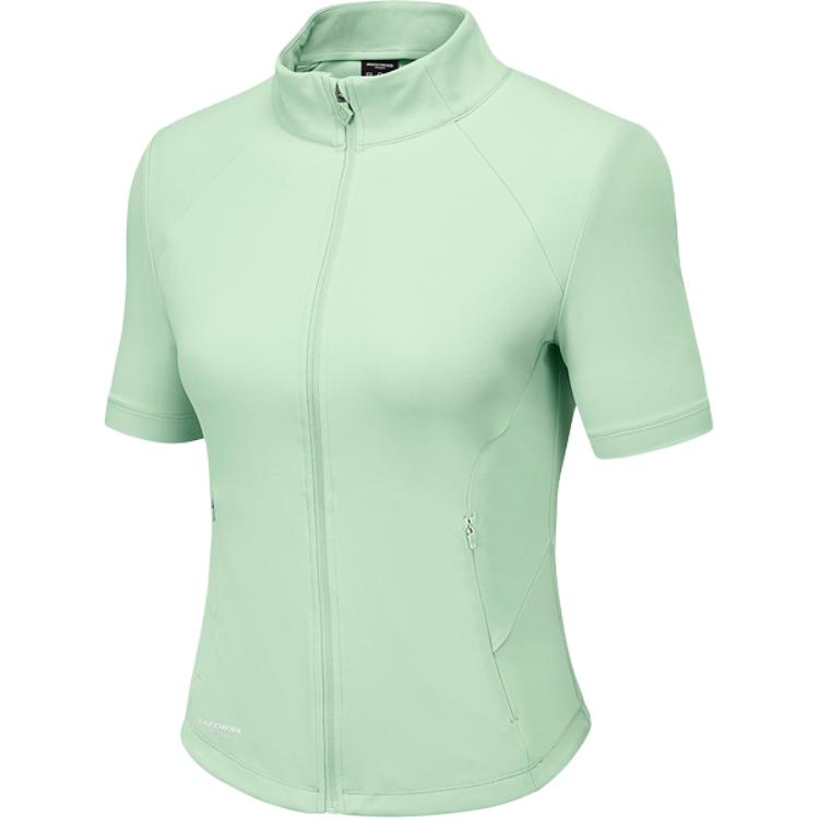 Skechers Relaxed Series Slim Fit Fashion Soft Short Sleeve Knit Top Women tops Smoke-Green P125W095-0312 M