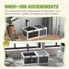 Tortoise Table with Wooden Lamp Holder, Wooden Tortoise House W/ Openable Lids, Pull-Out Trays - Grey