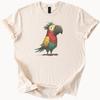 Colorful Cartoon Parrot Graphic T Shirt Funny Tropical Bird Art Tee Unique Animal Illustration Gift for Bird Lovers Casual Shirt